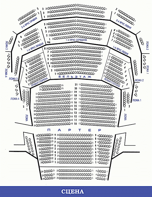 Бельэтаж в театре горького ростов на дону схема зала с местами - фото